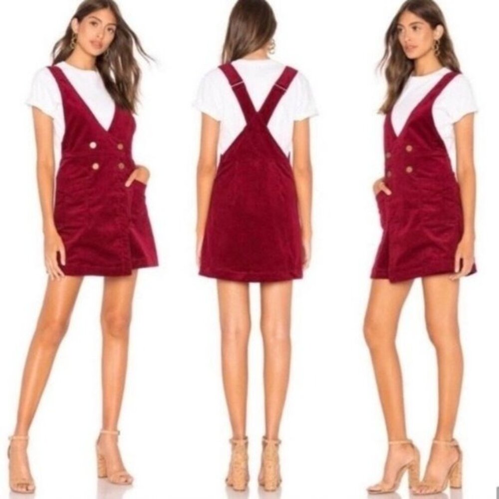 Free People Burgundy Corduroy Mini Dress